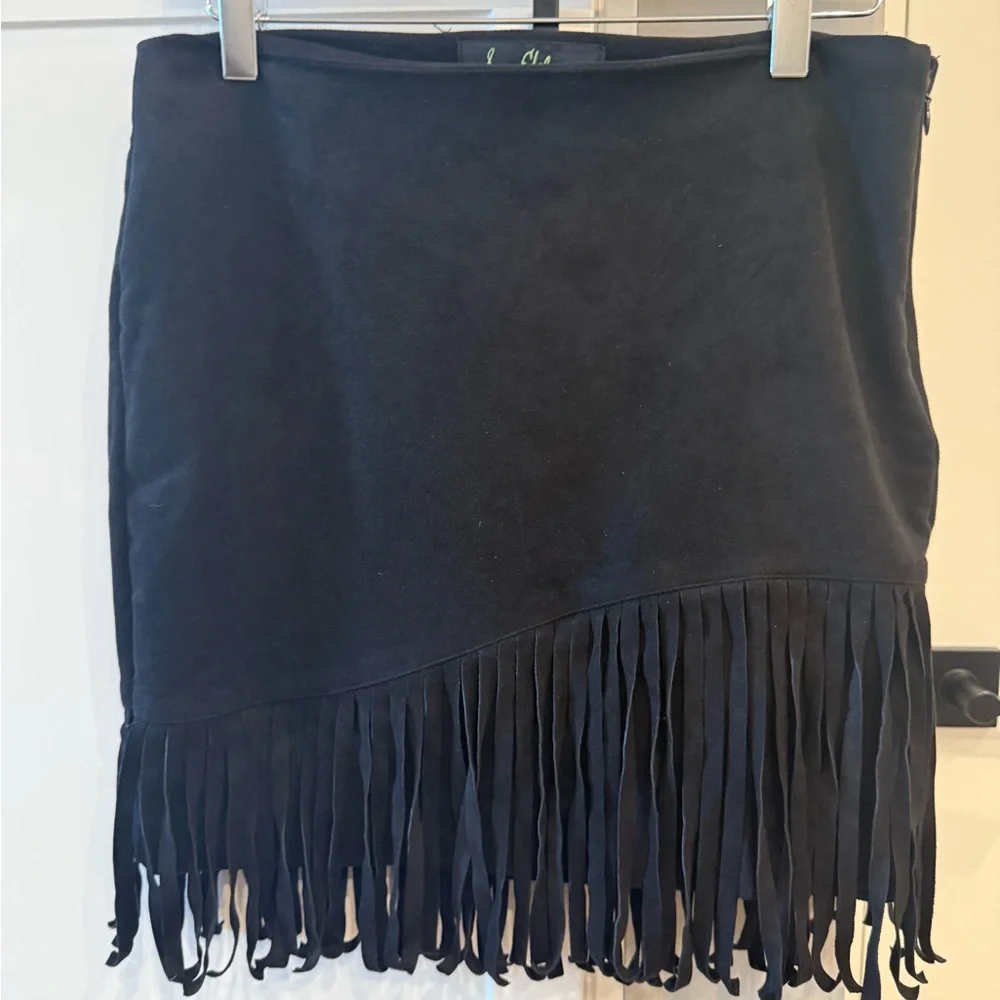 Black Sam Edelman Fringe Skirt - Picture 2 of 5
